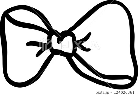 Cute Bow Tie Outline Black and White Hand Drawn Cute Bow Tie Outline Black and White Hand Drawn 124026361
