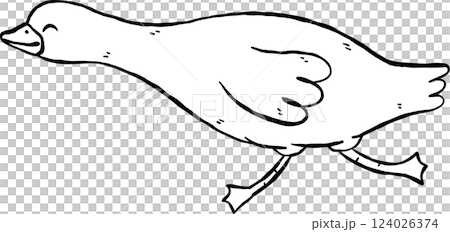 Cute Silly Goose Black and White Outline Nervous Running Cartoon Hand Drawn Doodle Cute Silly Goose Black and White Outline Nervous Running Cartoon Hand Drawn Doodle 124026374