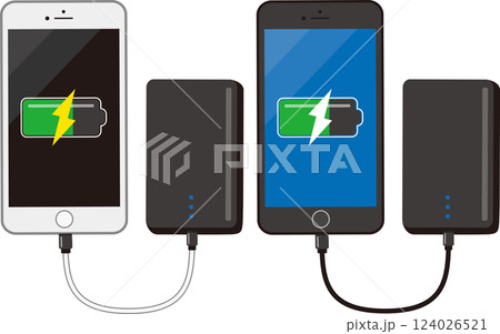スマホとモバイルバッテリー 白黒セット スマホとモバイルバッテリー 白黒セット 124026521