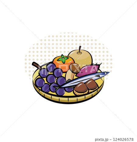 食欲の秋｜使える季節行事素材シリーズ(秋)｜ポップなワンポイントイラスト 124026578