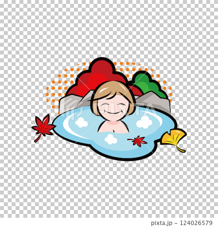 温泉・行楽|使える季節行事素材シリーズ(秋)|ポップなワンポイントイラスト 温泉・行楽|使える季節行事素材シリーズ(秋)|ポップなワンポイントイラスト 124026579