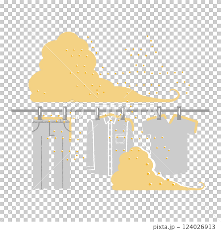 黄砂・PM2.5 花粉・大気汚染・洗濯物のイメージイラスト 124026913