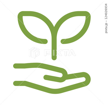 手と芽のアイコン、手のひらの双葉のイラスト 手と芽のアイコン、手のひらの双葉のイラスト 124026934