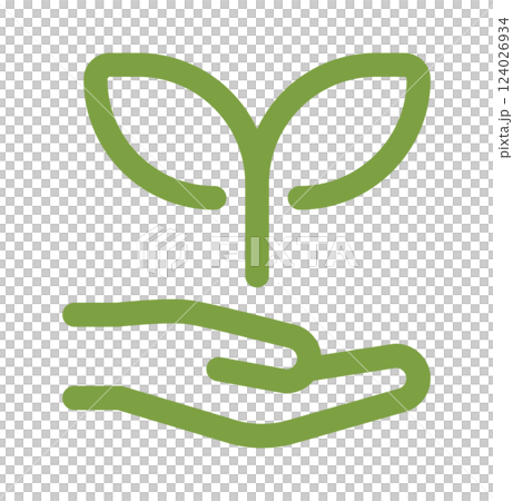 手と芽のアイコン、手のひらの双葉のイラスト 手と芽のアイコン、手のひらの双葉のイラスト 124026934