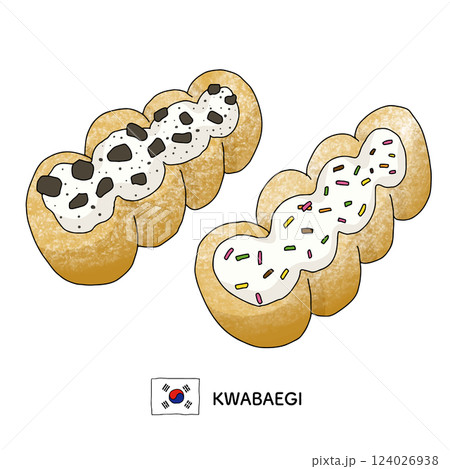 韓国料理_クァベギの線画イラスト 韓国料理_クァベギの線画イラスト 124026938