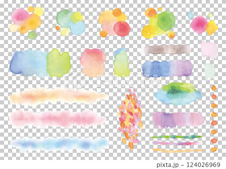 一組彩色水彩圓點 124026969