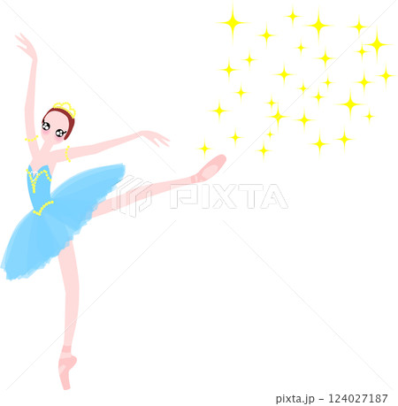 水色の衣装のバレリーナ　キラキラ 124027187