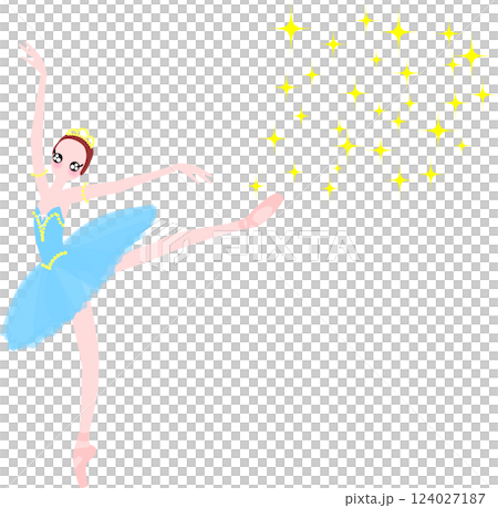 水色の衣装のバレリーナ　キラキラ 124027187