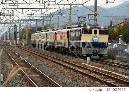 最後の国鉄型　欧風客車　サロンカーなにわ　北陸本線　高月駅を通過 124027665