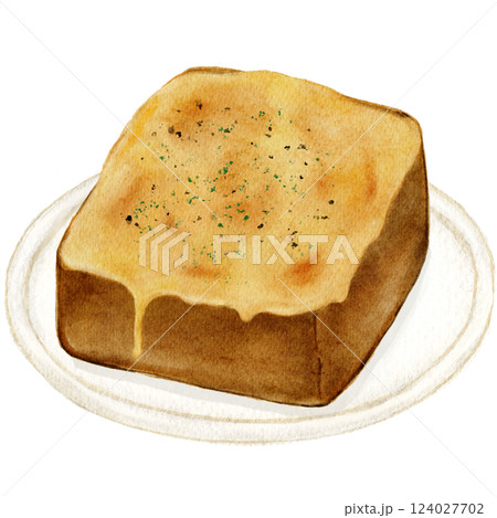 水彩で描いた食パン　チーズトースト 124027702
