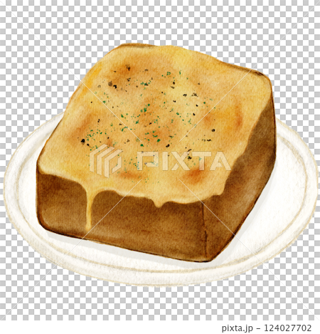 水彩で描いた食パン　チーズトースト 124027702