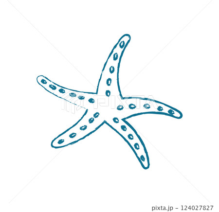 Starfish silhouette doodle crayon style. Marine creature shape in a flat style. Underwater context, aquatic concept, potential usage in summer projects. Starfish silhouette doodle crayon style. Marine creature shape in a flat style. Underwater context, aquatic concept, potential usage in summer projects. 124027827