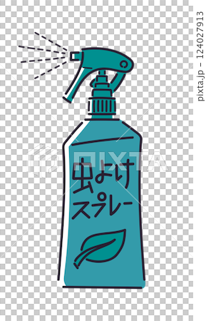 驅蟲噴霧/驅蟲劑/向量手繪線描插畫 124027913