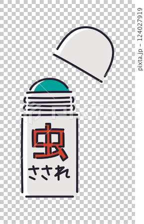 Insect bite medicine with the lid open / Vector hand-drawn line drawing illustration 124027919