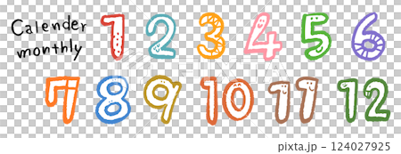 カラフルな手描き数字 124027925