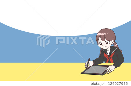 タブレット学習する女子学生 タブレット学習する女子学生 124027956