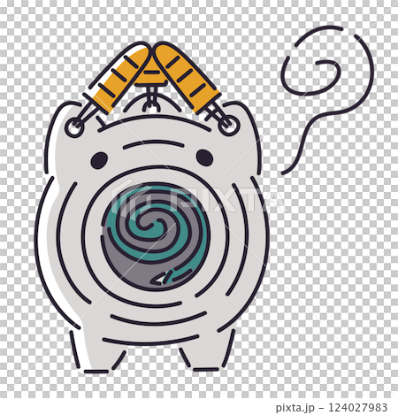 Pig-shaped mosquito coil / Vector hand-drawn line illustration 124027983