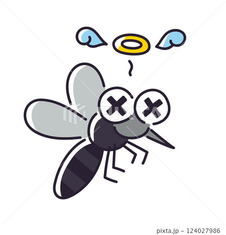 死んでしまった蚊・天国に行った蚊／ベクター手書き線画イラスト 124027986