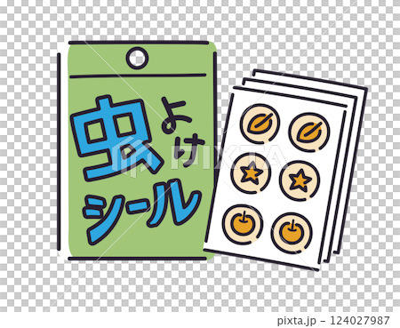 Insect repellent stickers and patches / vector hand-drawn line illustrations 124027987