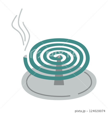 煙が出ている蚊取り線香／ベクター手書きイラスト 124028074