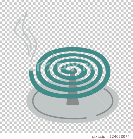 煙が出ている蚊取り線香／ベクター手書きイラスト 124028074