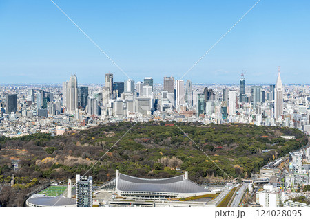 超高層ビルが立ち並ぶ東京（新宿）の街並み（渋谷周辺から新宿方面） 124028095
