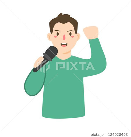 singing man with microphone illustration singing man with microphone illustration 124028498