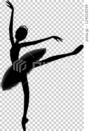 ブラックのシルエットのバレリーナ 124028599