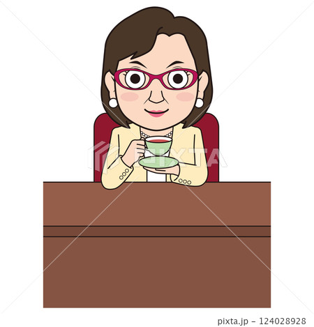 紅茶で一服する女性社長 124028928