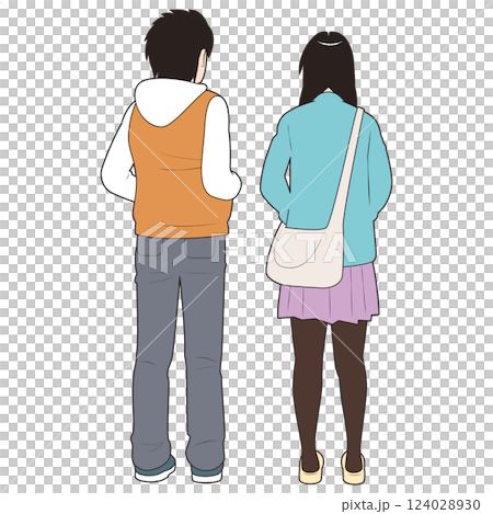 一對年輕夫婦的背影 124028930