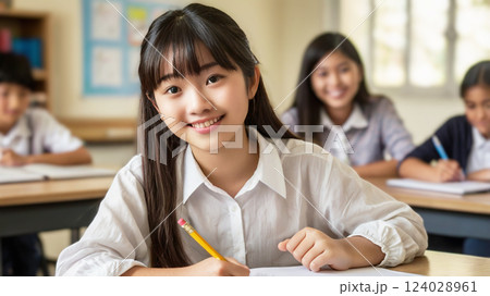 女の子の受験勉強の日常 Generative AI 124028961