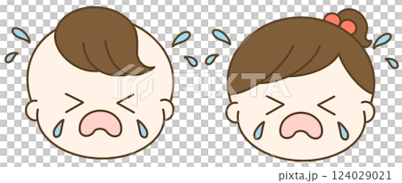 Illustration of a boy and girl crying 124029021