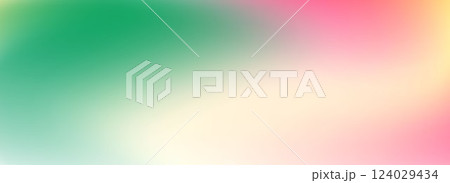 Green and pink smooth gradient. Springtime color blur background. Soft abstract theme wallpaper for poster, banner, design template, presentation. Summer mood pastel blurred gradient backdrop. Vector 124029434