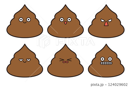 ウンチのキャラクターのイラストのセット ウンチのキャラクターのイラストのセット 124029602