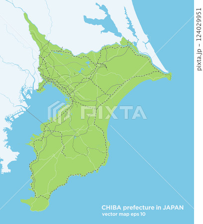日本の千葉県の緑色のシンプルなロードマップ 124029951