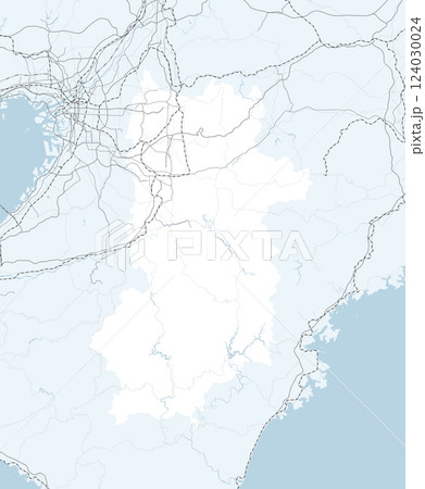 日本の奈良県と隣接する都道府県を含む、シンプルなロードマップ 124030024