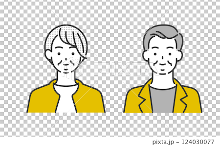 ほっこり笑顔！シニア夫婦イラスト 124030077