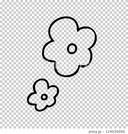 お花のマーク 感情の表現 楽しい気持ちの漫画的表現のモノクロイラスト あしらい単品 お花のマーク 感情の表現 楽しい気持ちの漫画的表現のモノクロイラスト あしらい単品 124030098
