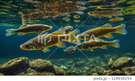 清流の中を揺らぎながら泳いでいる 清流の中を揺らぎながら泳いでいる 124030254