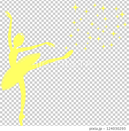 Yellow silhouette of ballerina sparkling 124030293
