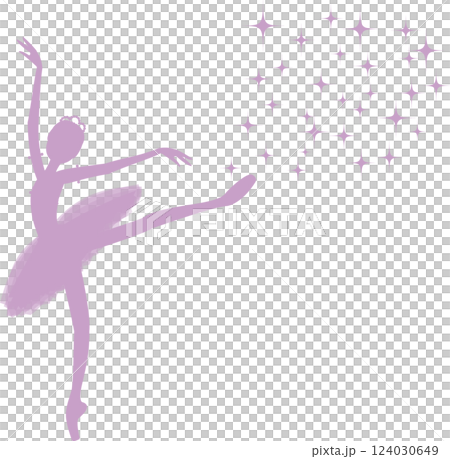 Purple silhouette of a ballerina sparkling Purple silhouette of a ballerina sparkling 124030649