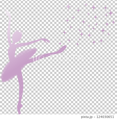 紫色のシルエットのバレリーナ　グラデーション　キラキラ 124030651
