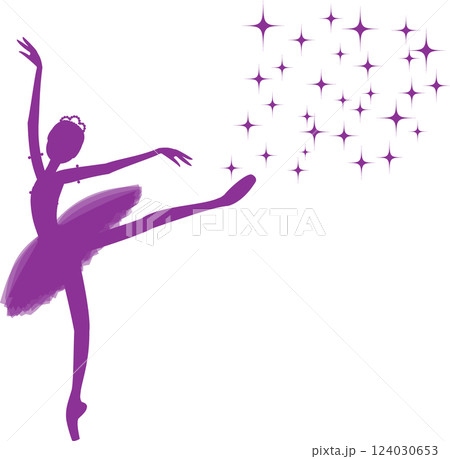 紫色のシルエットのバレリーナ　キラキラ 124030653
