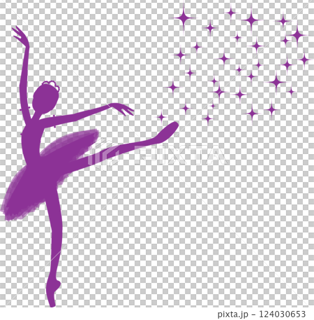閃閃發光的芭蕾舞者的紫色輪廓 閃閃發光的芭蕾舞者的紫色輪廓 124030653