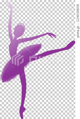 芭蕾舞女演員漸變與紫色剪影 芭蕾舞女演員漸變與紫色剪影 124030656