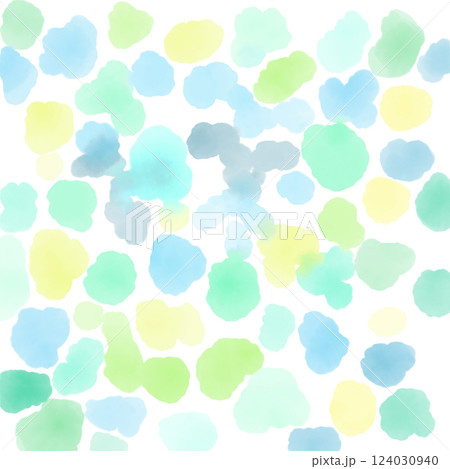 水彩で描いた爽やかな宝石のような滲んだドットの背景イラスト 124030940