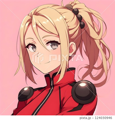 Anime Character with Blonde Hair in Red Outfit 124030946