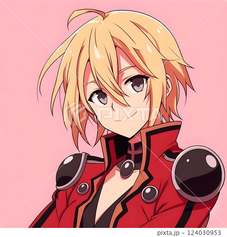 Anime Character with Blonde Hair in Red Outfit 124030953