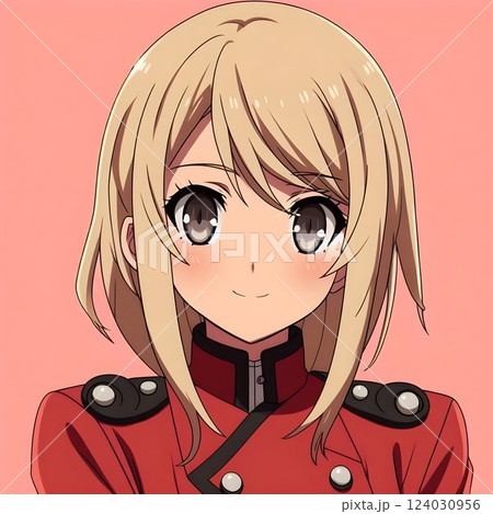 Anime Character with Blonde Hair in Red Outfit 124030956