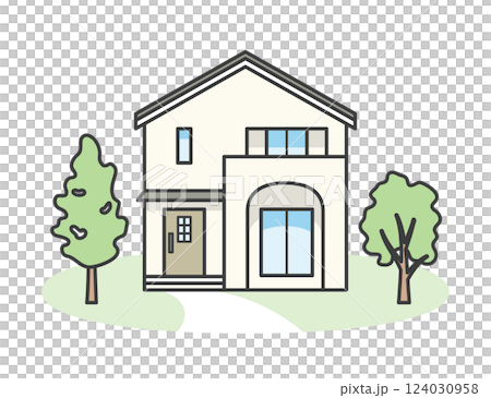 モダンでオシャレな一戸建ての家のイラスト 124030958